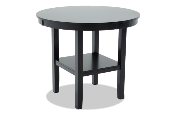 London Black Round Counter Height Dining Table from London Dining collection, contemporary style MDF with sturdy frame and lower shelf.