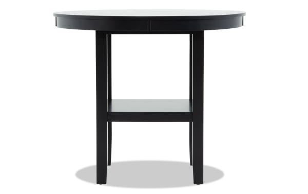 London Black Round Counter Height Dining Table from London Dining collection, contemporary style with sturdy black MDF frame and lower shelf.