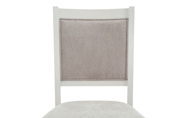 London White & Beige Panel Back Upholstered Counter Height Stool with beige polyester fabric, MDF frame, and contemporary style from London Dining collection.