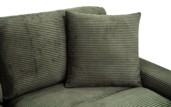 Green Aspen Forest 86'' Dual Chaise with plush polyester fabric upholstery, ribbed texture, and cushy memory foam for transitional living room comfort