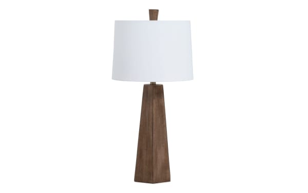 Transitional Chicago Brown Table Lamp with ivory tapered drum shade, geometric resin base in brown, metal accents, set of 2 for stylish home lighting.