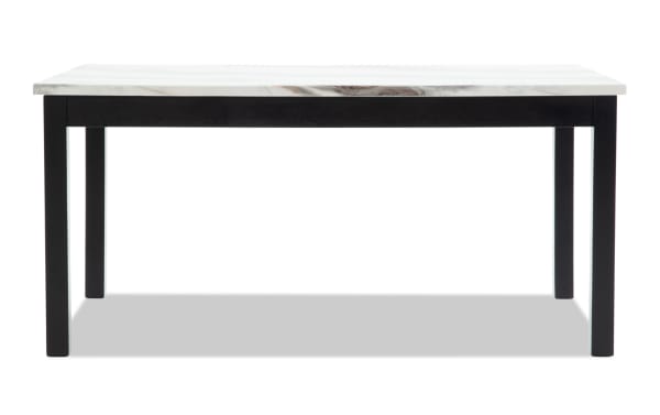 Luna Black & White Dining Table with contemporary black MDF legs and a white faux marble tabletop from the Luna Dining collection.