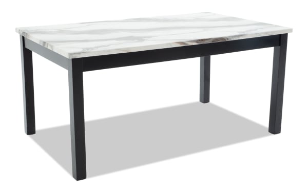Luna Black & White Dining Table with contemporary black MDF legs and a white faux marble tabletop, part of the Luna Dining collection.