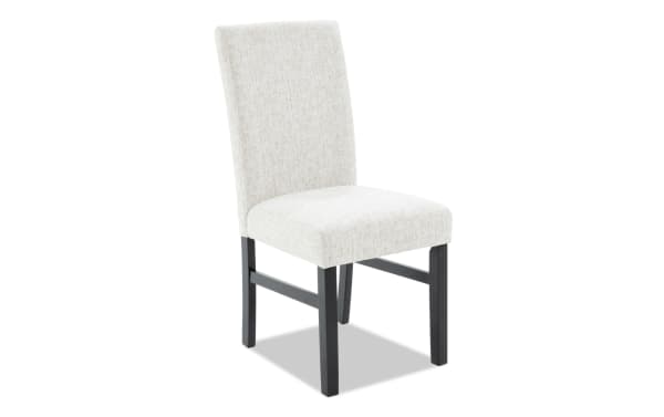 Contemporary Luna Black & Gray Solid Back Upholstered Dining Chair with plush gray polyester fabric and sturdy MDF frame from Luna Dining collection.