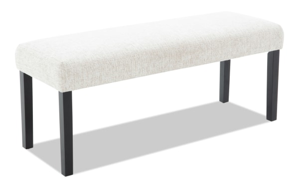 Contemporary Luna Black & Gray Upholstered Dining Bench with plush gray polyester fabric seat and sturdy black MDF legs from Luna Dining collection.