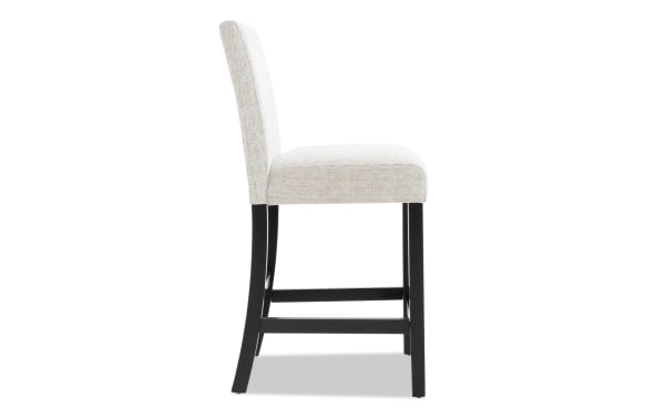 Luna Black & Gray Solid Back Upholstered Counter Height Stool in gray polyester fabric with sturdy MDF frame, contemporary Luna Dining style.
