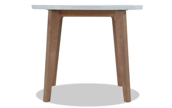 Elm Natural & Marble Counter Height Round Dining Table with bold white marble top and sturdy natural wood legs, transitional style from Elm Dining collection