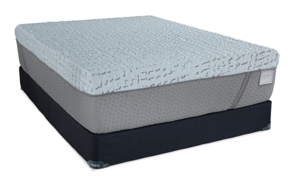 Enchant 16'' Twin XL Ultra Plush Standard Mattress Set with gray quilted cooling cover, plush foam layers, and black base from the Enchant collection.