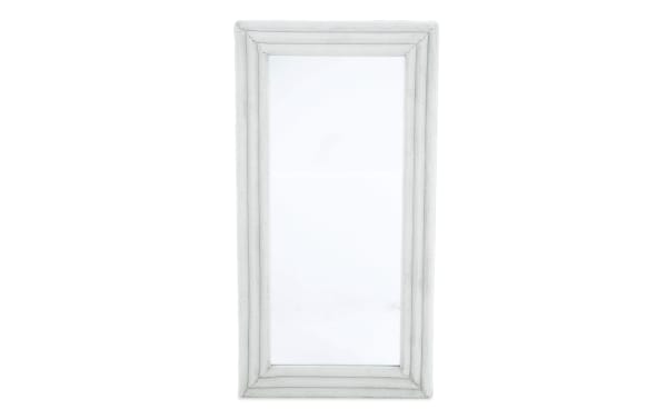 Full-length rectangular wall mirror with a textured light gray frame, suitable for home decor and dressing areas.