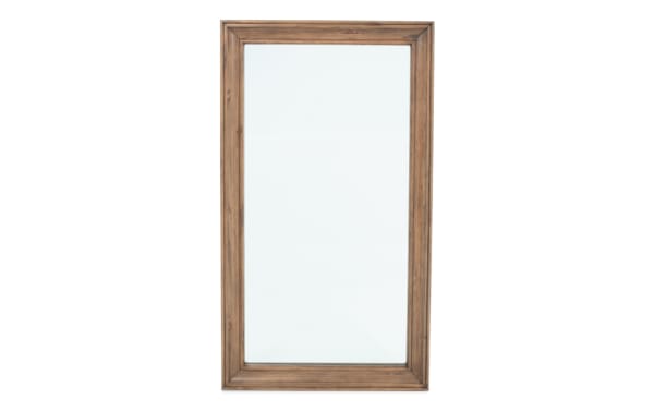 Emma Brown Floor Mirror in transitional style with poplar solid wood frame, featuring a tall rectangular shape and warm brown finish for home decor.