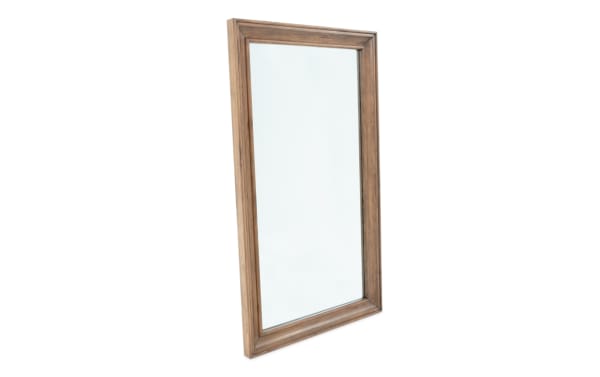 Emma Brown Floor Mirror in transitional style with poplar solid wood frame, tall rectangular shape, and warm brown finish for home decor.