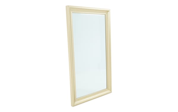 Isabella Gold Floor Mirror with a contemporary poplar solids frame in soft gold, featuring a sleek, floor-length design perfect for stylish home decor and selfies.