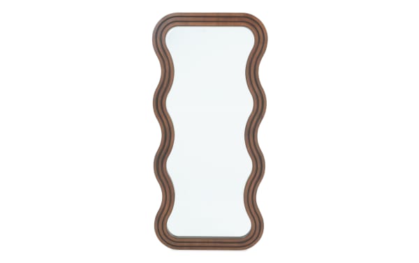 Bettie Dark Brown Floor Mirror with wavy transitional style frame, crafted from MDF and oak veneers, ideal for full outfit checks.