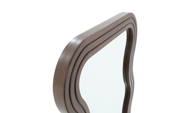 Bettie Dark Brown Floor Mirror with transitional style, MDF and oak veneer frame, featuring a unique curved silhouette for full outfit checks.