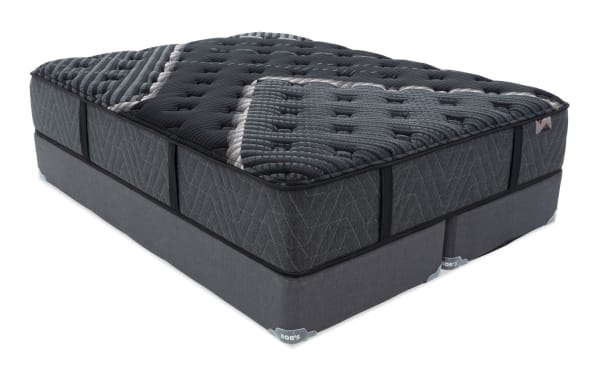 Lush 13'' King Firm Split Standard Mattress Set in dark gray with quilted top, cooling cover, layered foam, and firm support from Lush collection.