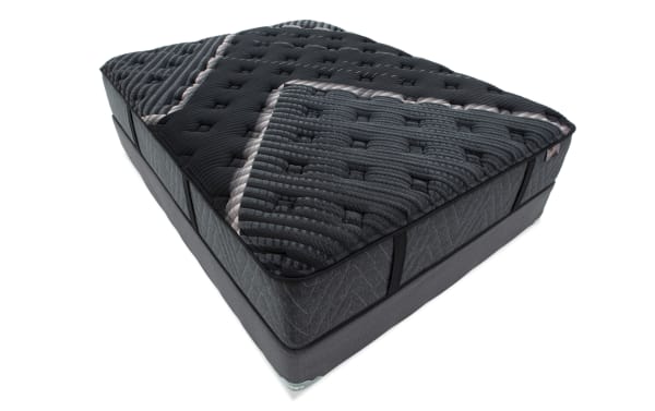 Lush 13'' Queen Plush Standard Mattress Set in black with textured quilted top, cooling cover, plush foam layers, and reinforced edge support.