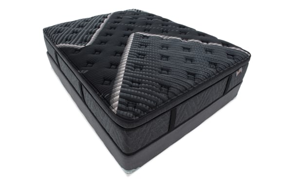 Lush 13.5'' Queen Ultra Plush Standard Mattress Set in dark gray with quilted pillow top, cooling cover, and layered foam for side sleepers.