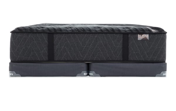 Lush 13" King Firm Split Low Profile Mattress Set in dark gray with quilted top, cooling cover, and firm support layers from Lush collection.