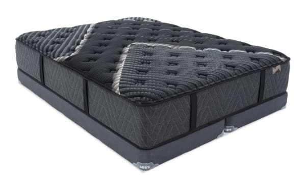 Lush 13'' King Firm Split Low Profile Mattress Set in dark gray with quilted cooling cover, layered foam and individually wrapped coils for firm support and temperature regulation.