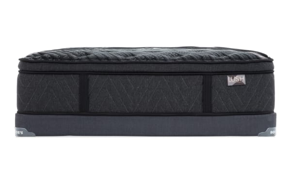Lush 13.5'' Queen Ultra Plush Low Profile Mattress Set in black with quilted pillow top, cooling cover, and firm edge support from Lush collection.