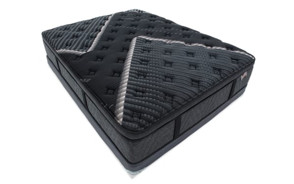 Lush 13.5'' Queen Ultra Plush Low Profile Mattress Set in dark gray with quilted pillow top, cooling cover, and edge support from Lush collection.