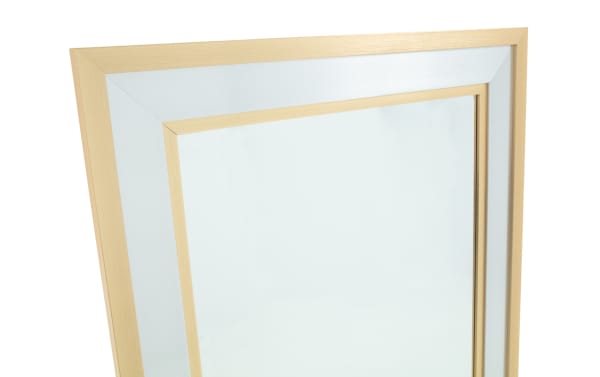 Rectangular wall mirror with a wide two-tone frame featuring light wood and brushed silver finishes, suitable for modern home decor.