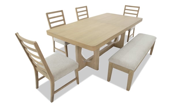 Malibu 6 Piece Natural & Gray Extendable Dining Set with Storage