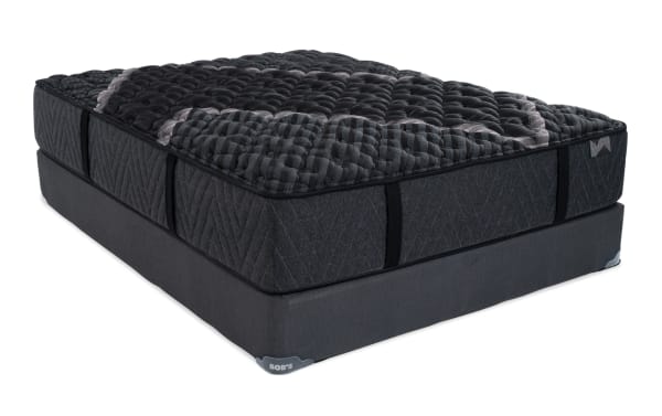 Lush 13'' Queen Extra Firm Standard Mattress Set in dark gray with quilted cooling cover, layered foam, gel memory foam, and wrapped coil system for firm support.