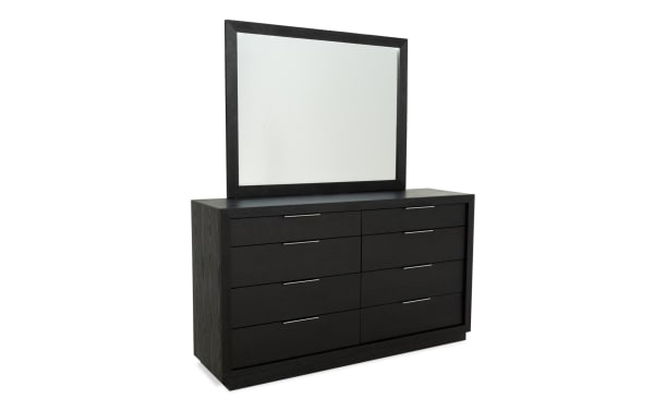 Contemporary Loft Espresso 8 Drawer Dresser & Mirror in dark MDF with sleek metal handles, beveled mirror, and spacious drawers from Loft Bedroom collection.
