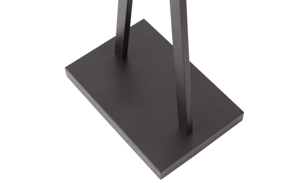 Matte black rectangular metal base with two vertical rectangular metal supports, likely part of a modern floor lamp or stand.