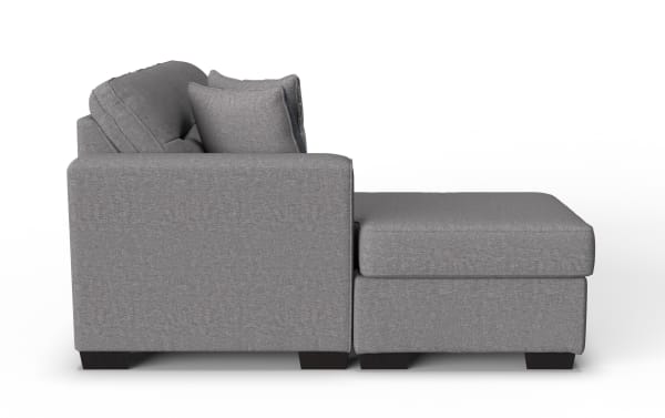 Dylan Slate Left Arm Facing Sofa & Chaise Kit in gray polyester fabric, transitional style with memory foam cushions, from the Dylan collection.