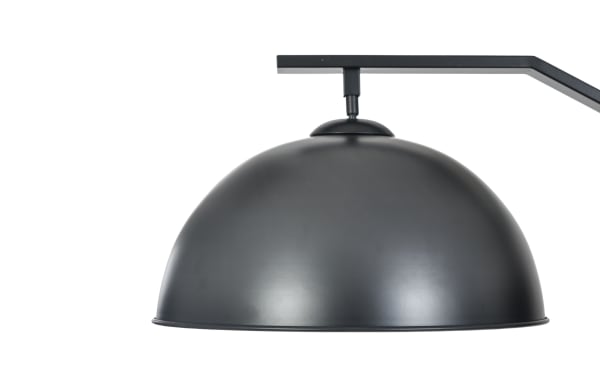 Deacon 79'' black LED arc floor lamp with sleek steel dome shade, transitional style, perfect for modern reading nooks or cozy corners.
