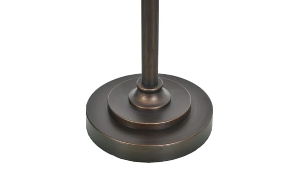 Bronze-colored metal lamp base with a circular stepped design, featuring a smooth, brushed finish and sturdy construction.