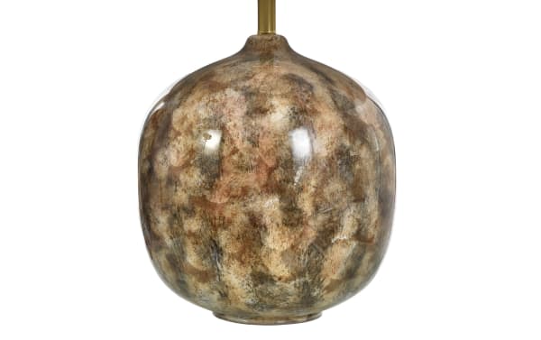 Brown and beige marbled glass pendant light shade with a rounded, slightly flattened shape and glossy finish, suitable for modern interior lighting.