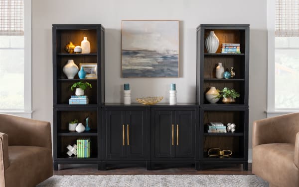 Build-A-Bob™ 6 Piece Entertainment Center with 2 Door Cabinets, 2 Open Shelf Cabinets, 2 Upper Hutches