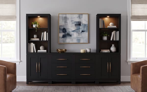 Build-A-Bob™ 6 Piece Entertainment Center with 2 Door Cabinets, 2 Drawer Cabinets, 2 Upper Hutches