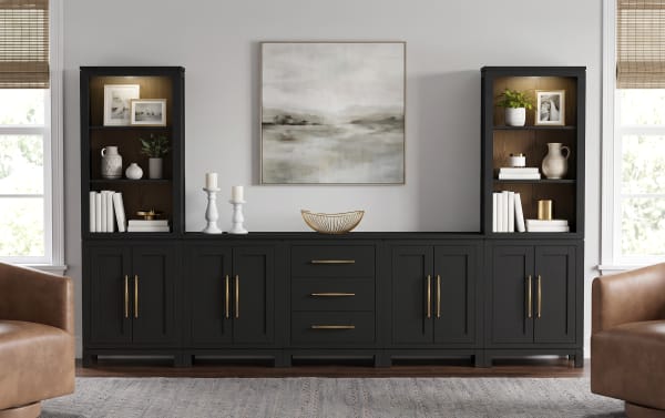 Build-A-Bob™ 7 Piece Entertainment Center with 4 Door Cabinets, 1 Drawer Cabinet, 2 Upper Hutches