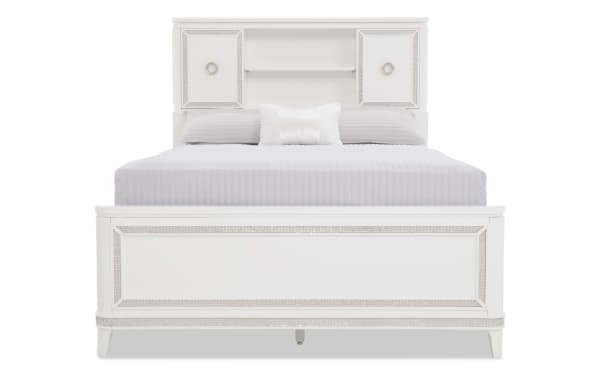 Glitz Twin White Storage Bookcase Bed