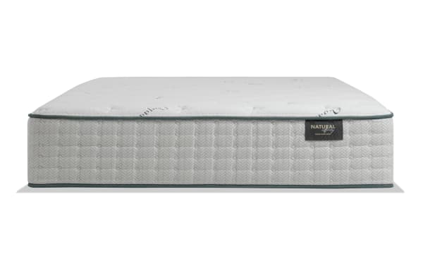 Natural Affinity 13'' Twin Mattress in contemporary style with white quilted organic cotton cover, natural latex, memory foam, and steel coil support.