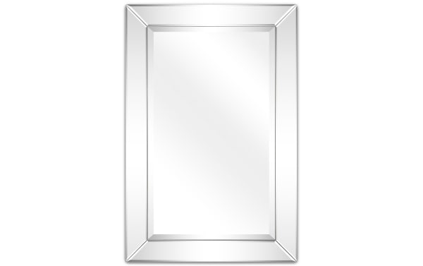 Contemporary Luke Wall Mirror with solid wood frame and clear beveled mirror panels, designed to enhance space and light in any room.