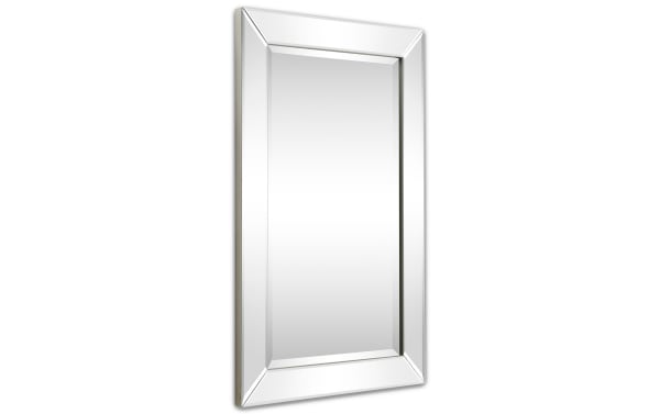 Contemporary Luke Wall Mirror with solid wood frame and clear beveled mirror panels, designed to enhance space with a sleek, sturdy look.