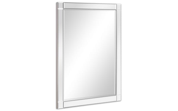 Contemporary Cade Wall Mirror with solid wood frame and beveled clear mirror panels, 30x40 inches, easy vertical or horizontal hanging.