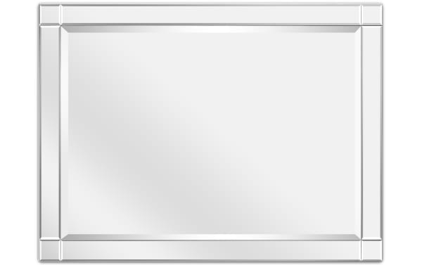 Contemporary Cade Wall Mirror with 30x40-inch clear beveled mirror panels, solid wood frame, and versatile vertical/horizontal hanging options.