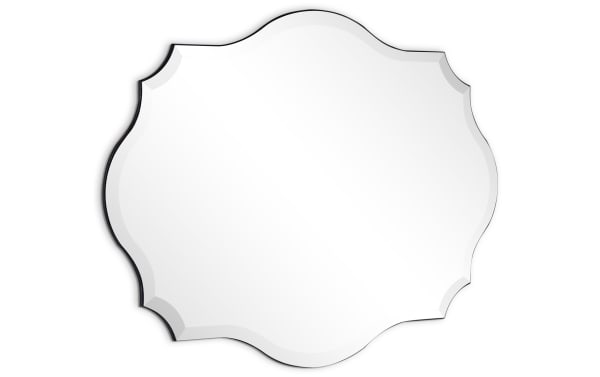 Contemporary Gage Wall Mirror with frameless design, 1-inch beveled edge, made of mirror and MDF, ideal for entryway or bedroom decor.
