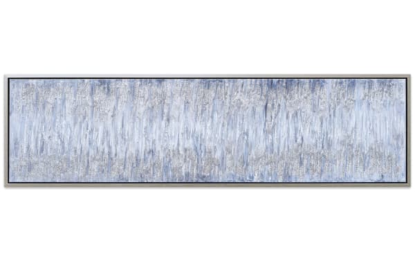Contemporary 100% handpainted Gray Day framed art with silver textured vertical strokes on canvas, wood and PS frame, multicolored neutral decor.