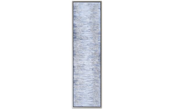 Contemporary 100% handpainted Gray Day framed art with silver and gray tones on canvas, enhanced with mixed media, in a sleek PS and wood frame.