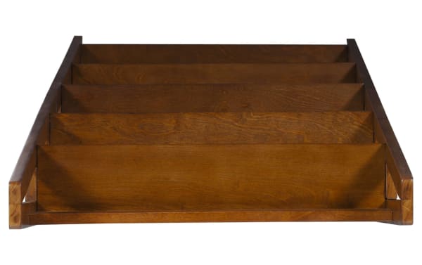 Miley 72'' brown transitional 5-shelf bookcase with rubberwood solids and MDF, featuring a sleek mid-century modern design and warm wood finish.