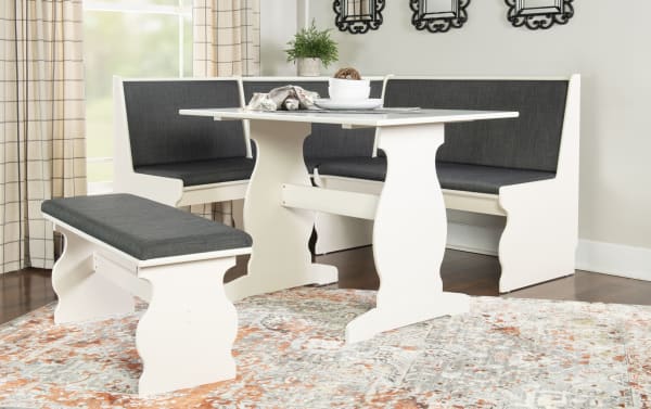 Sigrid Charcoal Upholstered Dining Nook Set with Bench