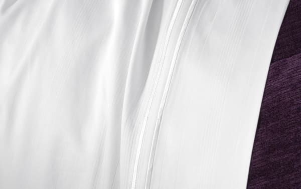 MyBob's Full White Solid Premium Rayon Bamboo 4 Piece Sheet Set with soft sateen weave, elastic fitted sheet, and deep pockets for mattresses up to 18 inches.