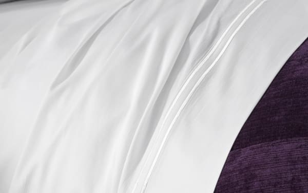 Gray MyBob's Queen 4-piece bamboo rayon and cotton sheet set with elastic cuff fitted sheet, flat sheet, and enveloping pillowcases in traditional style.